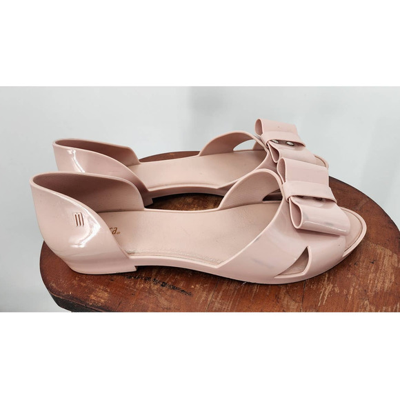 Melissa Classic Blush Pink Nude Peep Toe Classic Classy Jellie Flat Size EU 40 9 - Picture 3 of 15